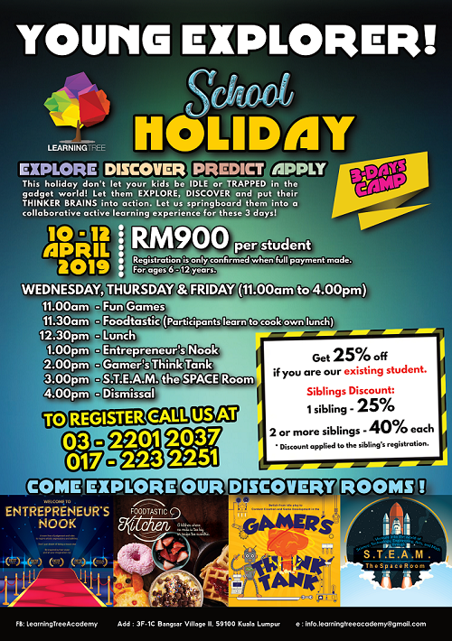  Young Explorer; A School Holiday Program by Learning Tree Academy  