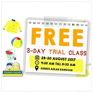 Free 3 Day Trial Classes at Genius Aulad Bangsar