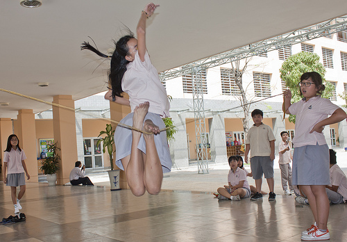 Rubber rope jump
